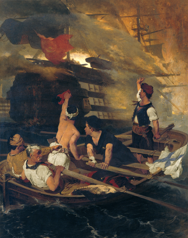 The burning of the Turkish flagship Konstantinos Kanaris