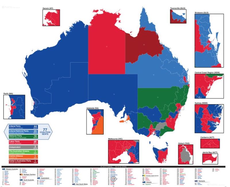 Αυστραλία, εκλογικός χάρτης