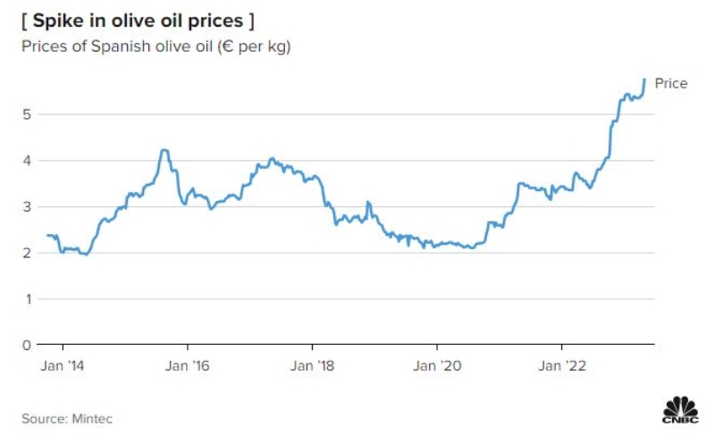 Η πορεία των τιμών στο ελαιόλαδο στην Ισπανία