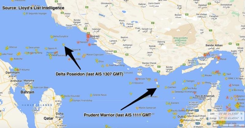 χάρτης, ελληνικά τάνκερ, κατάληψη, Ιράν, Περσικός Κόλπος