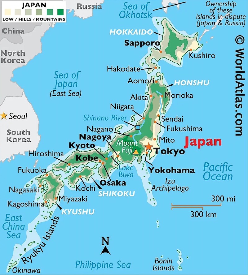 Χάρτης της Ιαπωνίας