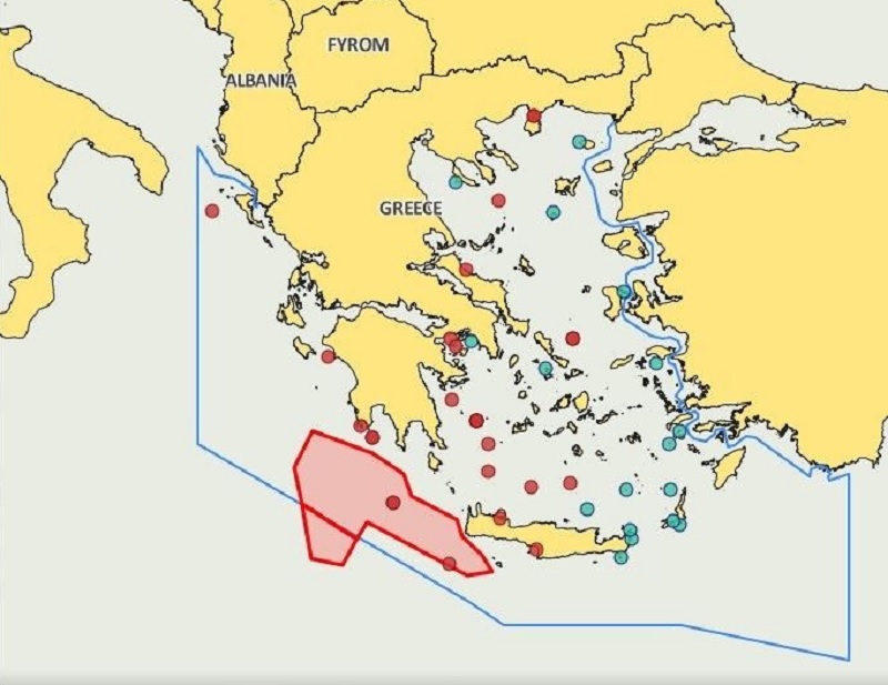 navtex κρητη, πελοποννησος, ερευνα υδρογονανθρακες, χαρτης