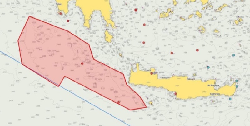 navtex κρητη, πελοποννησος, ερευνα υδρογονανθρακες, χαρτης