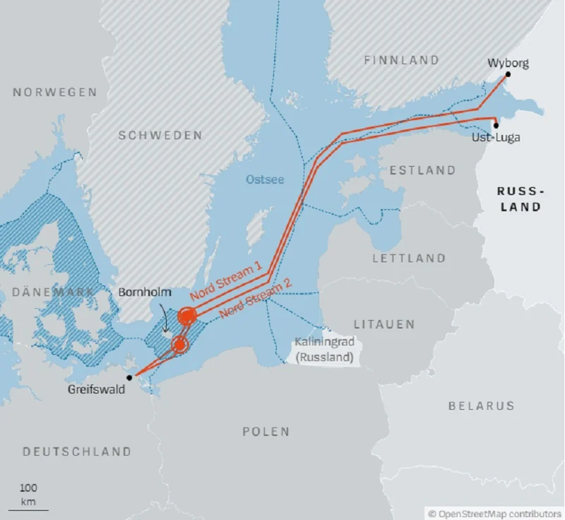 nord stream, αγωγοί nord stream, χάρτης