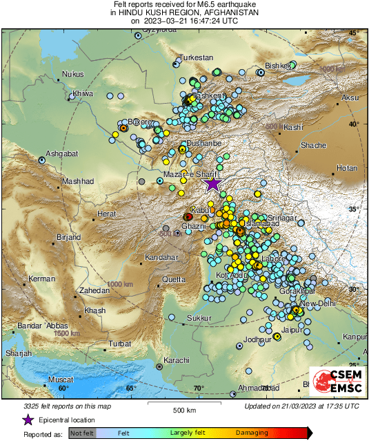 Σεισμος, Αφγανισταν
