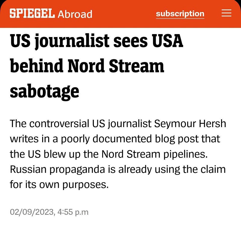 seymour hersh spiegel, αποκαλυψη, καταστροφη nord stream