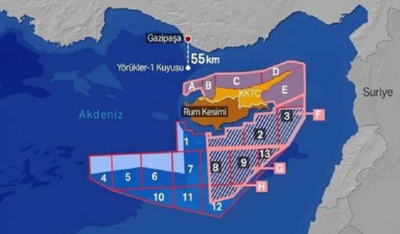 τουρκικό γεωτρύπανο, χάρτης