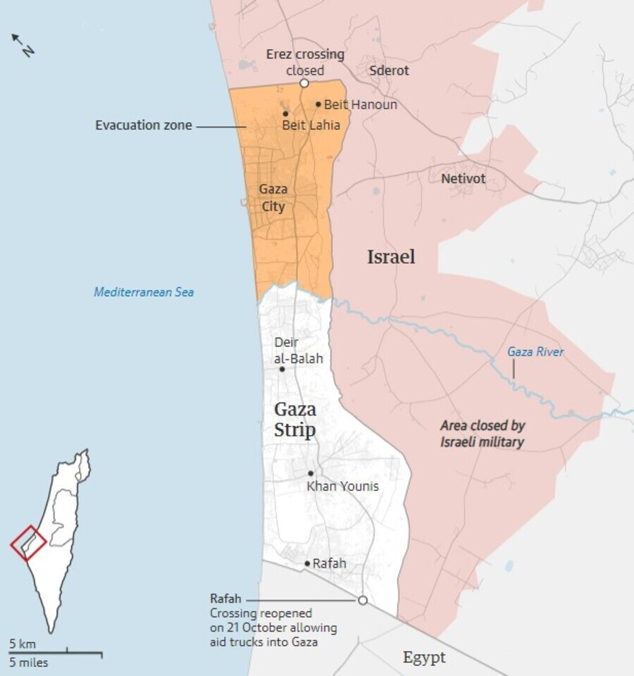 Γάζα, Ισραήλ, Χάρτης