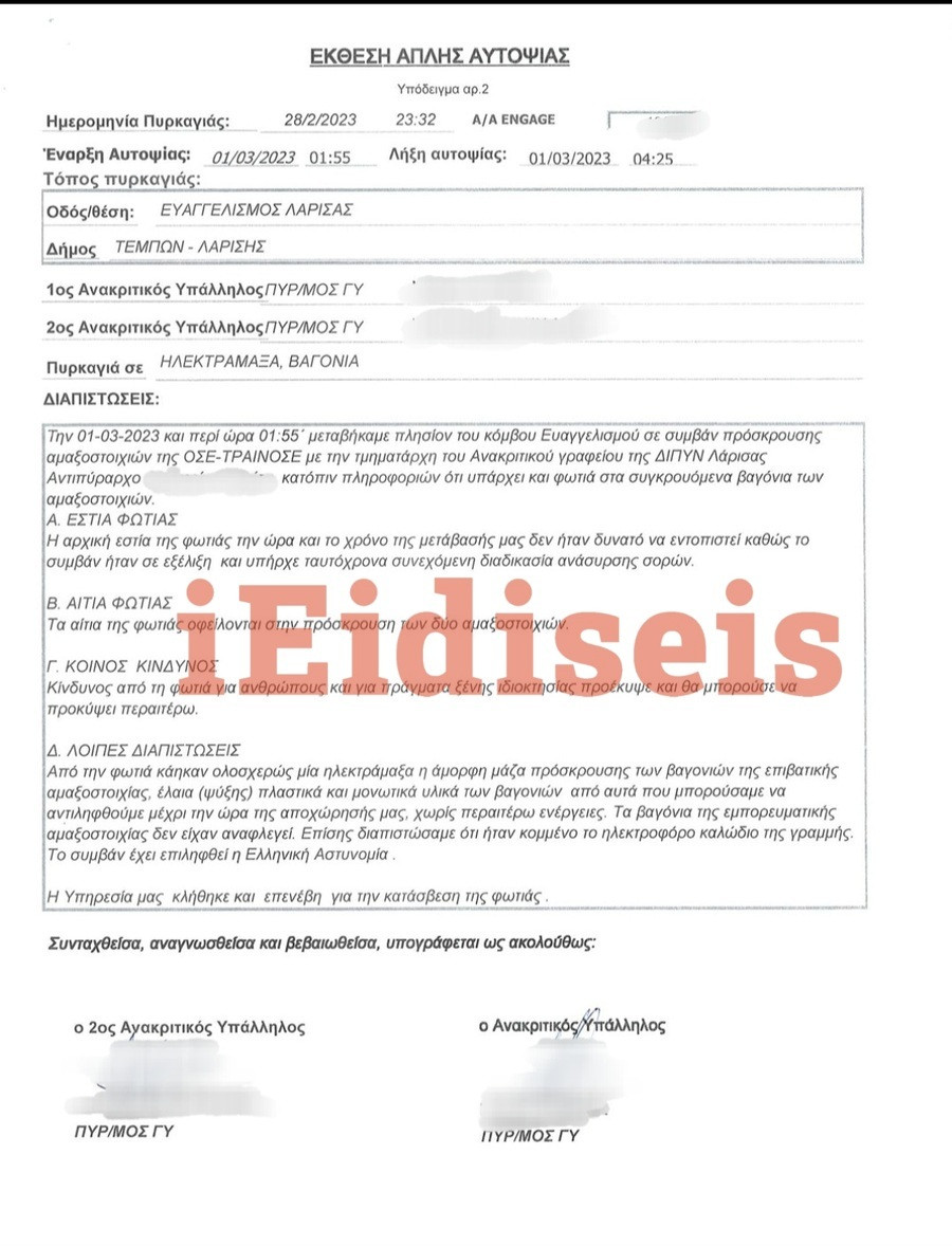 Τέμπη, αυτοψία, πυροσβεστικη, ντοκουμεντο, τραγωδια τεμπη