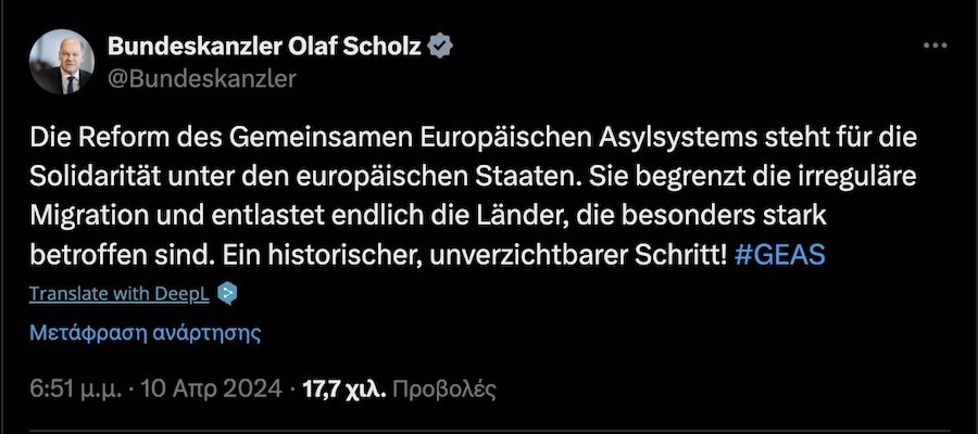 Όλαφ Σολτς, Γερμανία, Ευρωπαϊκή Ένωση, Νέο Σύμφωνο Μετανάστευσης Και Ασύλου