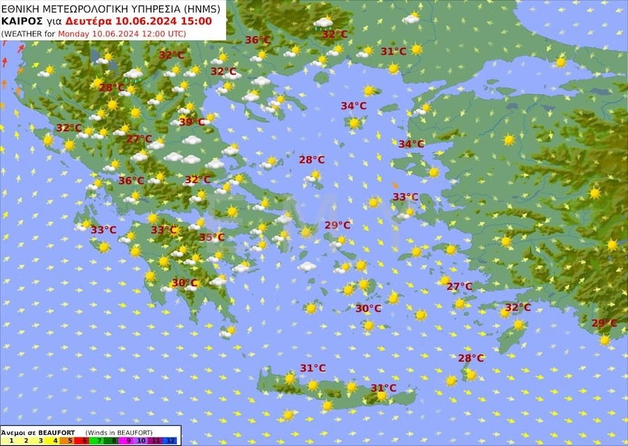 Καιρός, Πρόγνωση Καιρού, 10 Ιουνίου