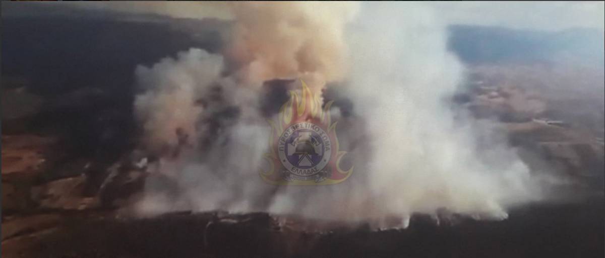 Η μεγάλη πυρκαγιά στην Τανάγρα από αεροφωτογραφία