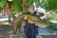 Τρίκαλα: Παπάς «έβγαλε» ψάρι 35 κιλών από τον Πηνειό