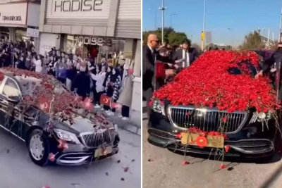 Τουρκία: Ραίνουν το αυτοκίνητο του Ερντογάν με λουλούδια, του έφτιαξαν προεκλογικό τραγούδι (Βίντεο)