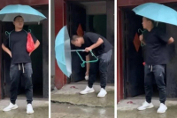 Πώς περπατάς στη βροχή χωρίς να κρατάς ομπρέλα; Κόλπο-τρολιά που λειτουργεί (Βίντεο)