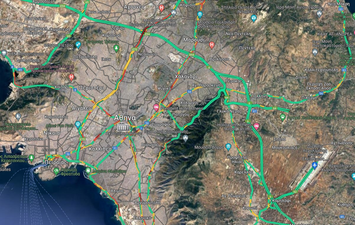 Κίνηση στους δρόμους τώρα: Πού καταγράφονται προβλήματα αυτή την ώρα (χάρτης)