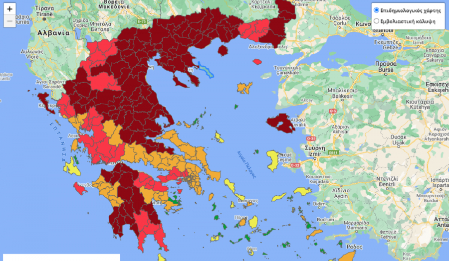 Κορονοϊός: Ο νέος κατακόκκινος χάρτης της Ελλάδας - Στο «βαθύ κόκκινο» η χώρα μας στον ECDC