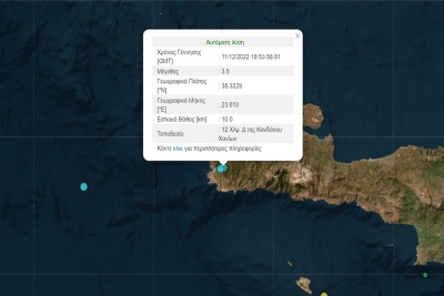 Σεισμός τώρα 3,5 Ρίχτερ στην Κρήτη