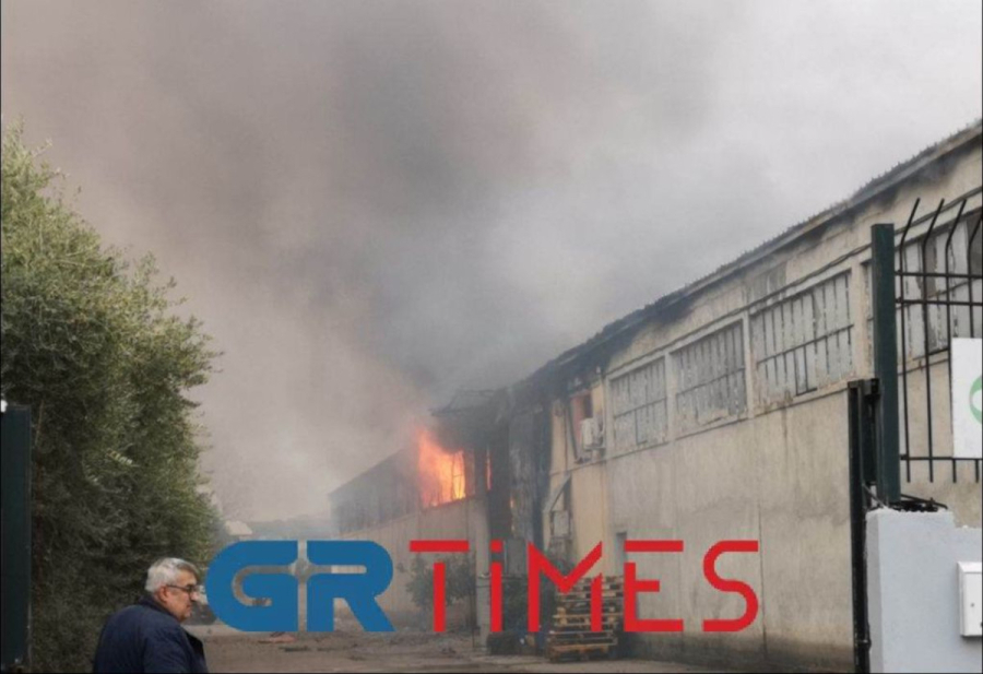 Φωτιά τώρα στη Θεσσαλονίκη - Σε μεταφορική εταιρεία η πυρκαγιά
