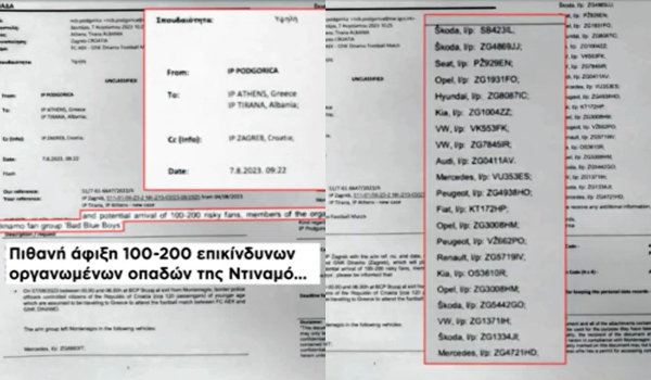 Νέα αποκάλυψη: Το Μαυροβούνιο ενημέρωσε για τους Κροάτες χούλιγκανς - Έδωσαν και τις πινακίδες