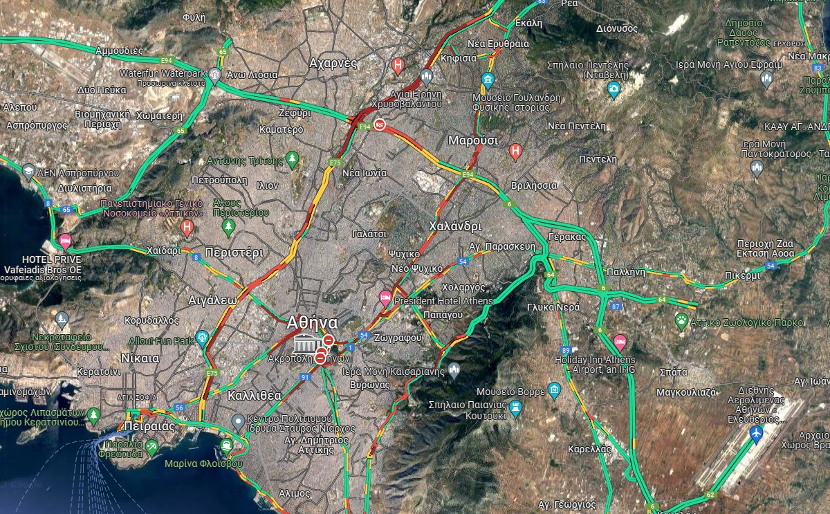 Κίνηση στους δρόμους τώρα: Ουρές χιλιομέτρων στον Κηφισό - Πού αλλού υπάρχουν προβλήματα (χάρτης)