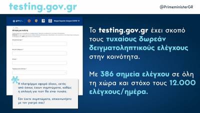 Μητσοτάκης: Έκκληση για συμμετοχή των πολιτών στα τεστ μέσω του testing.gov.gr