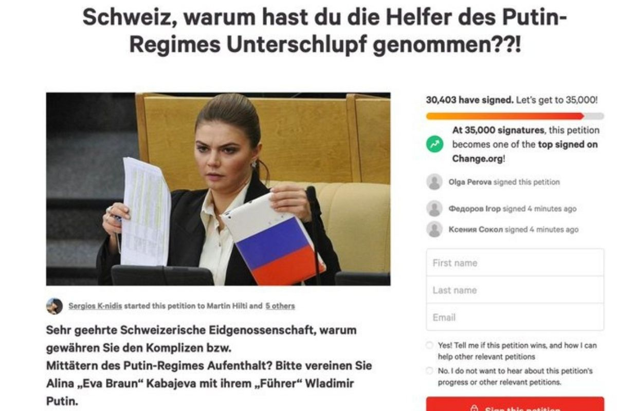 Μαζεύουν υπογραφές για να διώξουν την ερωμένη του Πούτιν από την Ελβετία