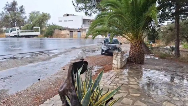 Κακοκαιρία Daniel - Προβλήματα στην Κρήτη: Πλημμύρισαν δρόμοι στη Φαιστό (Βίντεο)