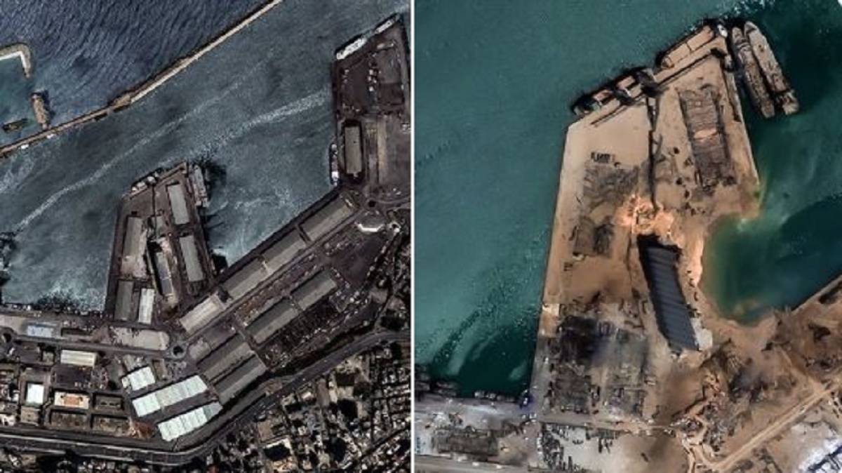 Βηρυτός: Εικόνες από δορυφόρο πριν και μετά τη φονική έκρηξη