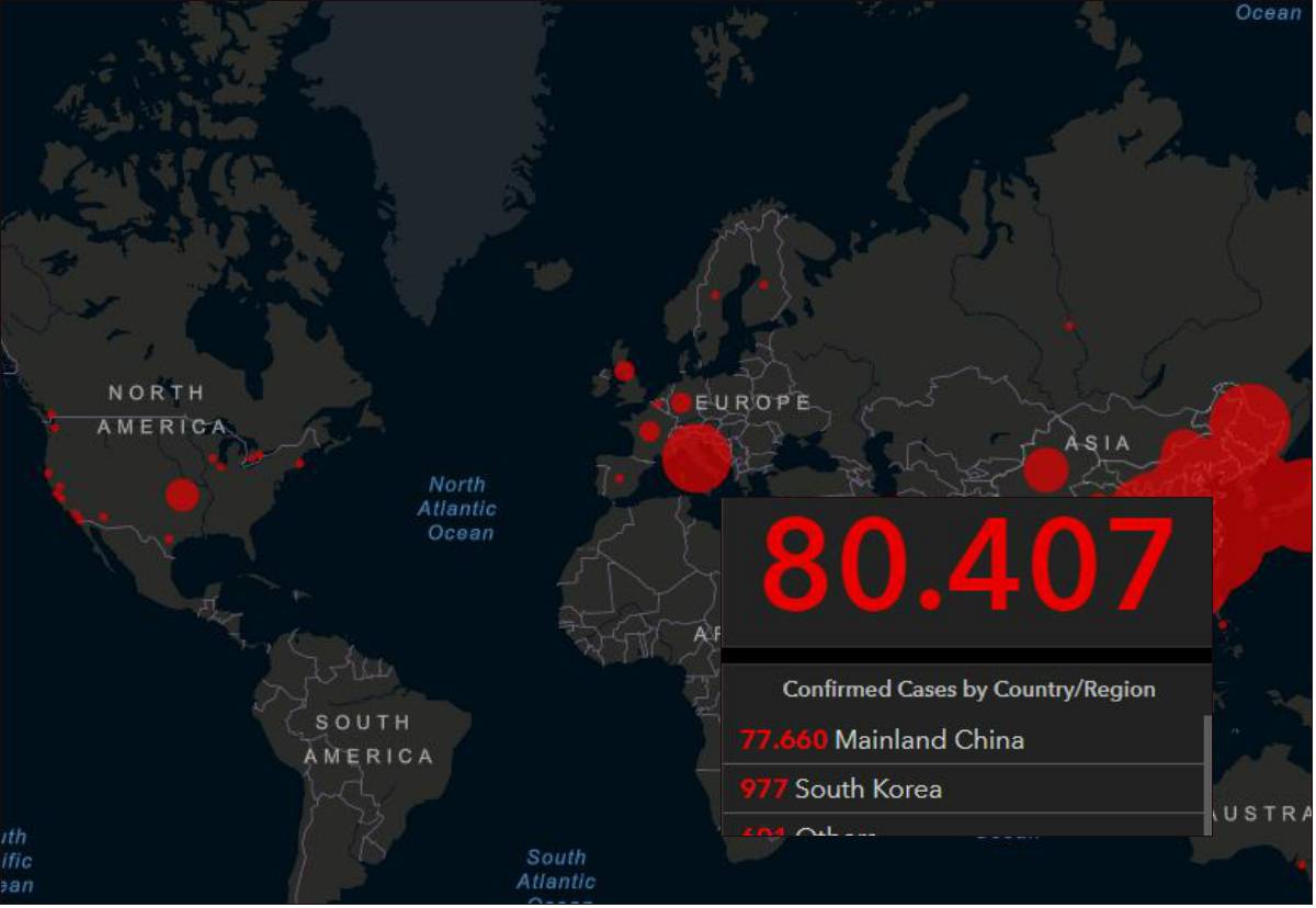 Κορονοϊός: Χάρτης καταγράφει live την εξάπλωση του