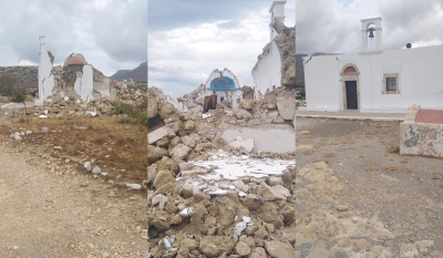 Σεισμός στην Κρήτη: Κατέρρευσε εκκλησία στον Ξηρόκαμπο Σητείας