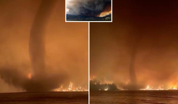 Σπάνιο φαινόμενο στον Καναδά: Σχηματίστηκε «υδροστρόβιλος» μπροστά από τη φωτιά