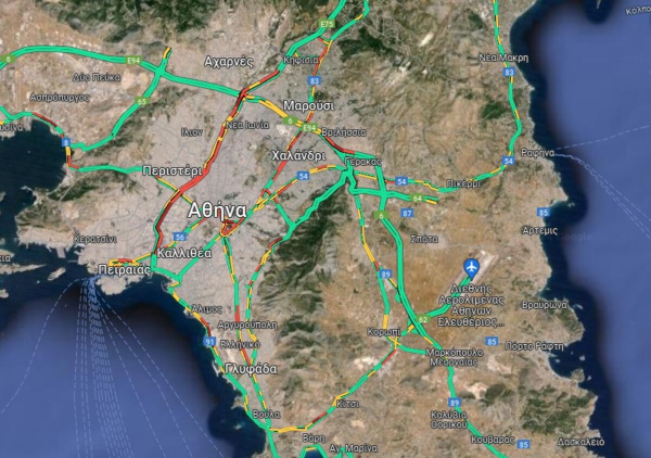 Κίνηση στους δρόμους τώρα: Μποτιλιάρισμα στο κέντρο, στο λιμάνι του Πειραιά και σε Κηφισό-Κηφισίας