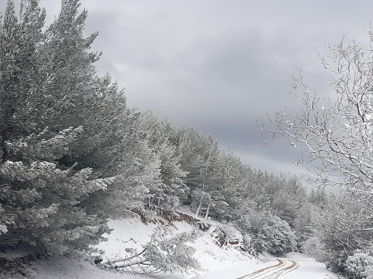 Έντονη χαλαζόπτωση στη Σάμο - Χιόνια στη Λέσβο (Εικόνες)