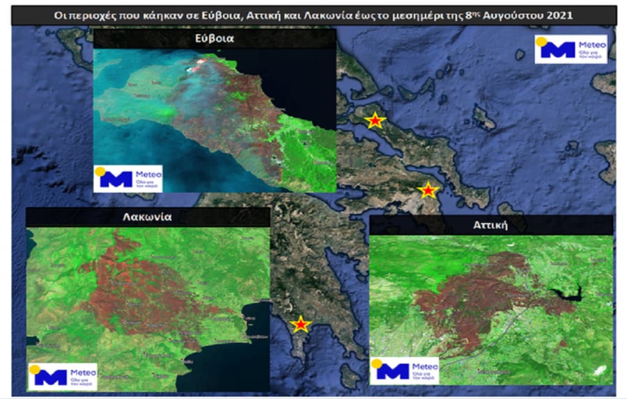 Φωτιές στην Ελλάδα: Πάνω από 650.000 στρέμματα οι καμένες εκτάσεις - Αναλύση Αστεροσκοπείο, meteo.gr