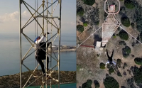 Μέγαρα Αττικής: Base jumping από κεραία ραντάρ, ύψους 150 μέτρων (Βίντεο drone)