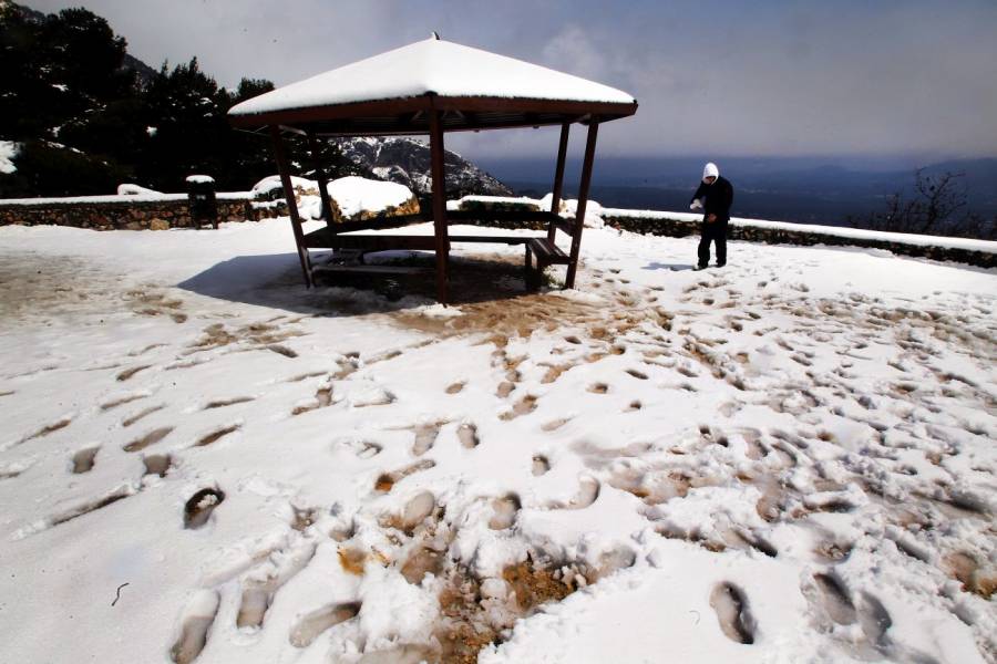 Πυκνή χιονόπτωση στην Πάρνηθα – Απαραίτητες οι αλυσίδες