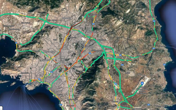 Κίνηση Τώρα: Σε ποιους δρόμους της Αττική υπάρχει μποτιλιάρισμα (Χάρτης)