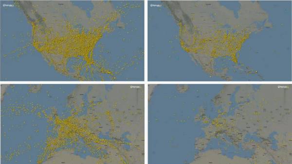 ΙΑΤΑ: Έως και 314 δισ. δολάρια η ζημία στη αεροπορική βιομηχανία - Χάρτες της εναέριας κυκλοφορίας