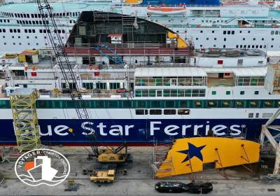 Blue Star Delos: Εικόνες από «Λίφτινγκ» στο πλοίο - Σε πιο σημείο βρίσκεται