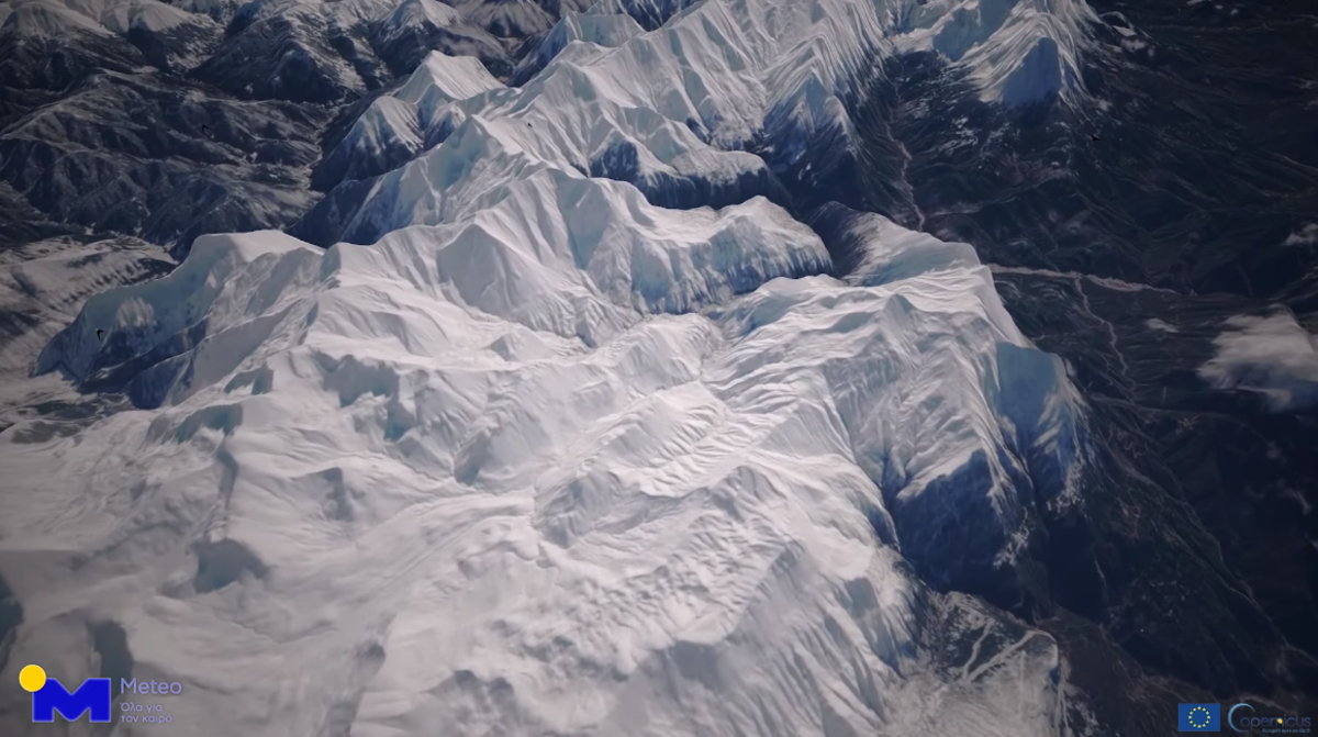 «Μαγικές» δορυφορικές εικόνες από τη χιονισμένη Πίνδο (βίντεο)