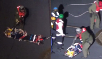 Λήμνος: Η στιγμή της διάσωσης 26χρονου τραυματία από την γαλλική φρεγάτα «LANGUEDOC» (Βίντεο)