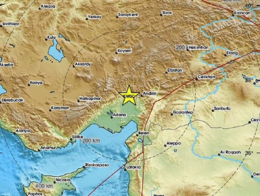 Σεισμός τώρα στην Τουρκία - 5,5 Ρίχτερ κοντά στα Άδανα