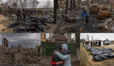Εικόνες από την καταστροφή στην πόλη Μπούτσα της Ουκρανίας