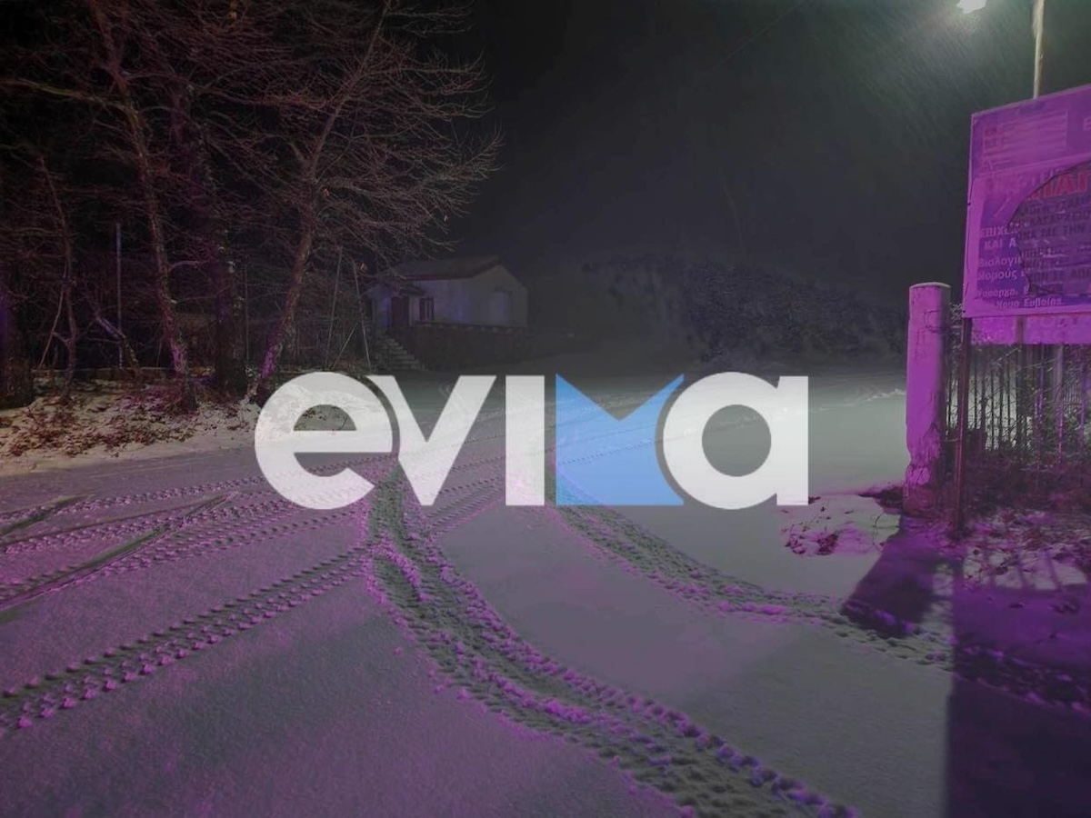 Κακοκαιρία «Αυγή»: Επέλαση του χιονιά στην Εύβοια (βίντεο)