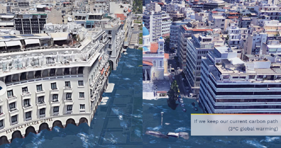 Κλιματική αλλαγή: Εφιαλτικές εικόνες από το μέλλον - Βουλιάζουν Θεσσαλονίκη και Πειραιάς