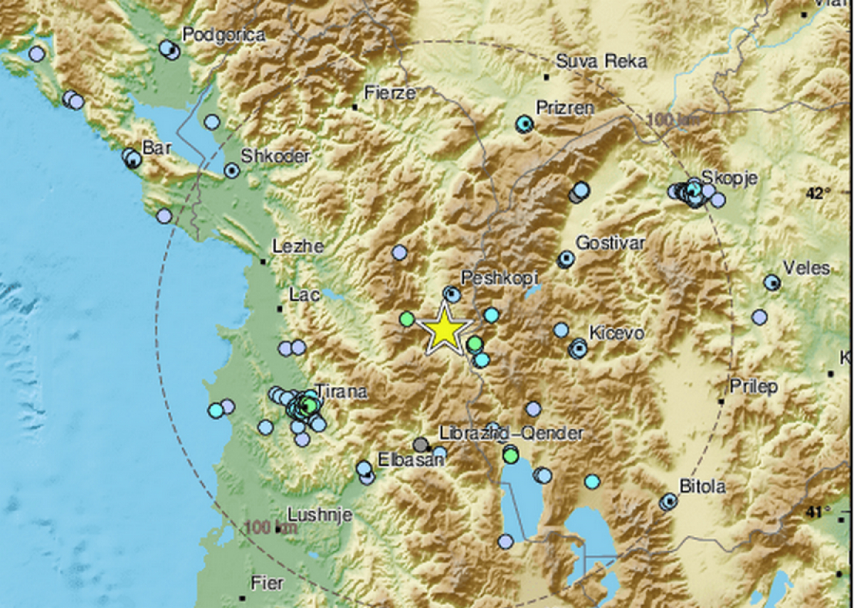 Σεισμός τώρα στην Αλβανία, κοντά στα Τίρανα