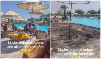 Ρόδος: Ξενοδοχείο στη Λίνδο πριν και μετά τη φωτιά - Συγκλονιστικό βίντεο τουρίστα