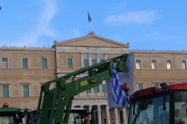 Farmers&#039; Protest in Athens: Tractors Take Over Syntagma Square
