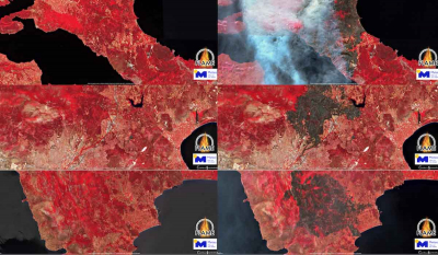 Δορυφορικές εικόνες δείχνουν το μέγεθος της καταστροφής σε Εύβοια, Πάρνηθα και Μάνη